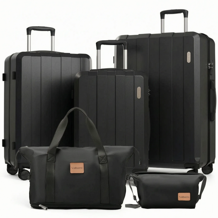 Easy-to-maneuver 5-piece hardshell spinner luggage set, durable & secure for hassle-free travel.