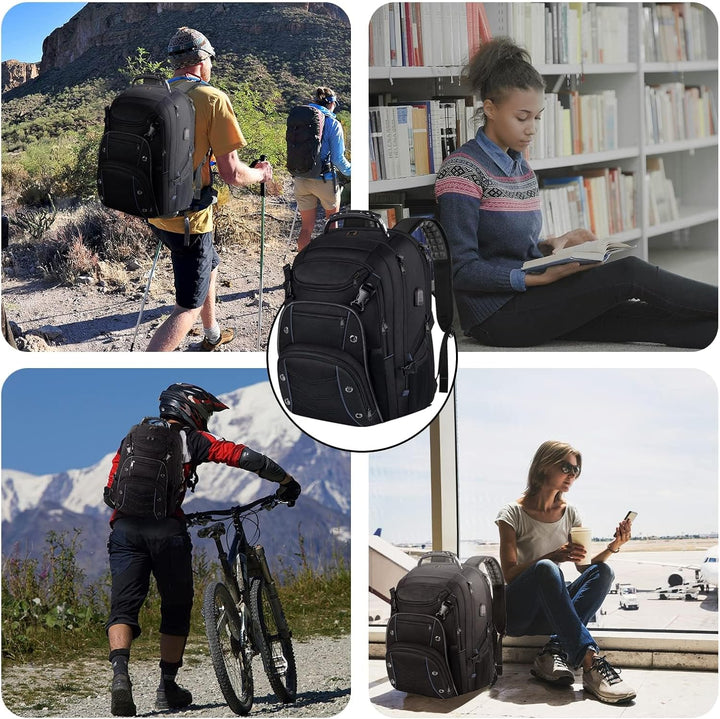 Ultimate 55L extra-large travel gear: unisex laptop backpack with USB charging, RFID anti-theft, & ample storage.