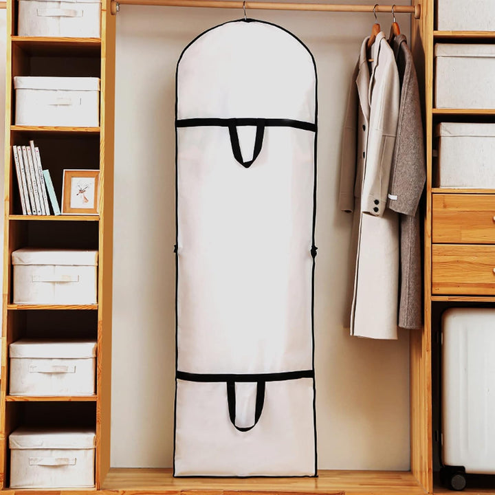 Extra-long 71-inch garment bag for delicate gowns & formal wear. Perfect for storage or travel.