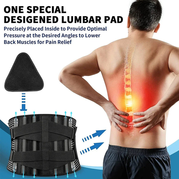 Comfortable adjustable back support belt for daily wear. Unisex design provides ergonomic waist & back pain relief.