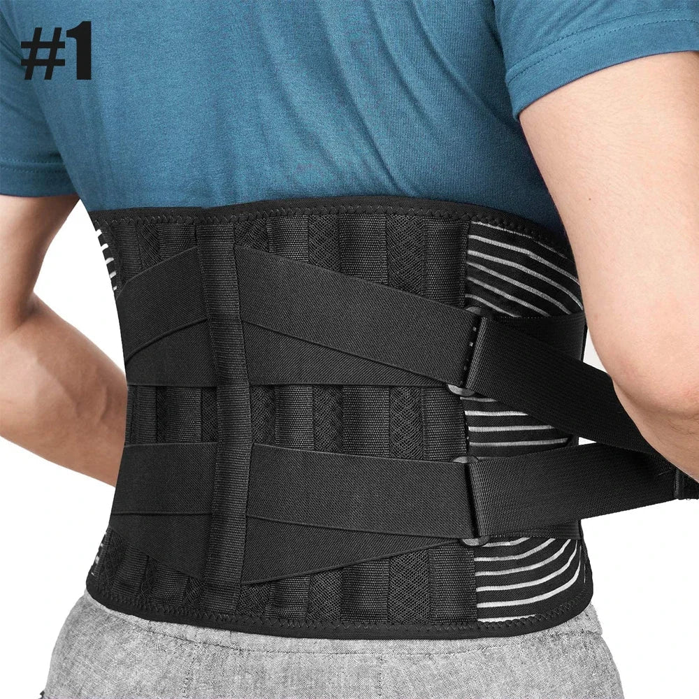 Adjustable unisex back support belt for ergonomic comfort. Corrects posture & provides lower back pain relief.