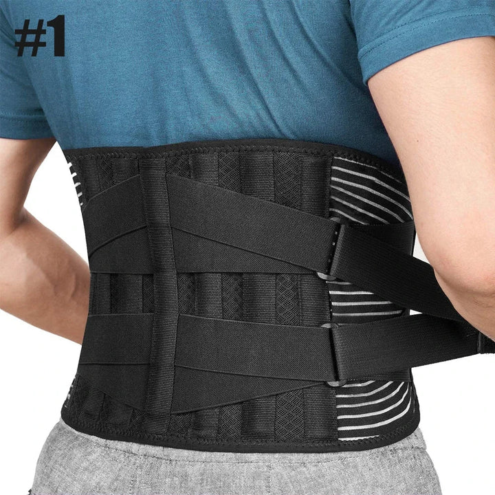 Adjustable unisex back support belt for ergonomic comfort. Corrects posture & provides lower back pain relief.