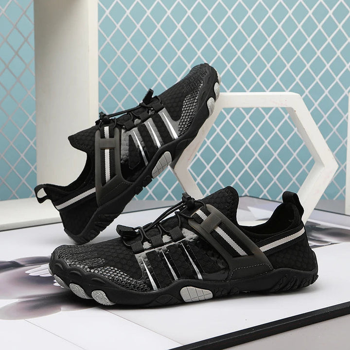 Barefoot aqua shoes perfect for beach, swimming, river trekking & snorkeling. Quick-dry outdoor footwear.