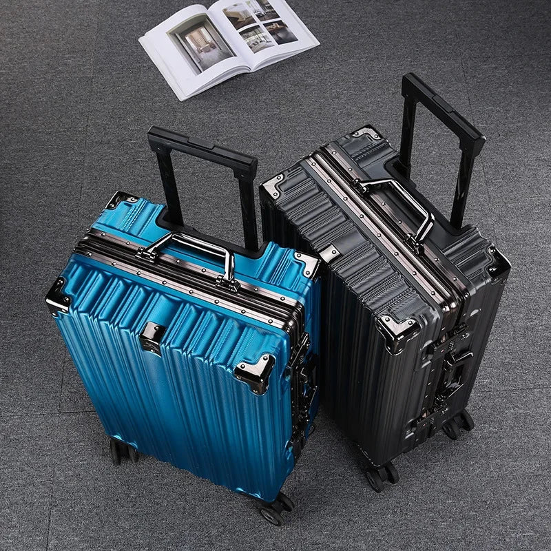 Unisex aluminium frame hardshell luggage, durable and lightweight travel suitcase for any journey.