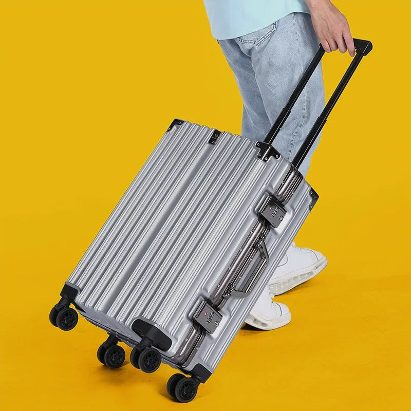 Lightweight & durable aluminium frame hardshell suitcase, secure lock and smooth spinner wheels.