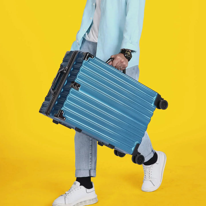 Modern aluminium frame hardshell suitcase, the ultimate travel essential for style and durability.