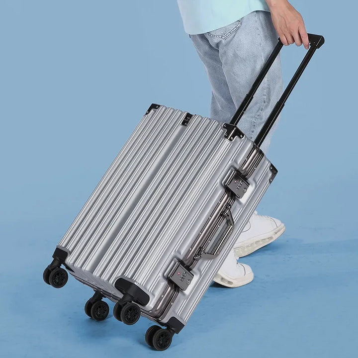 Secure lock aluminium frame hardshell luggage, a durable hardside case protecting your travel essentials.