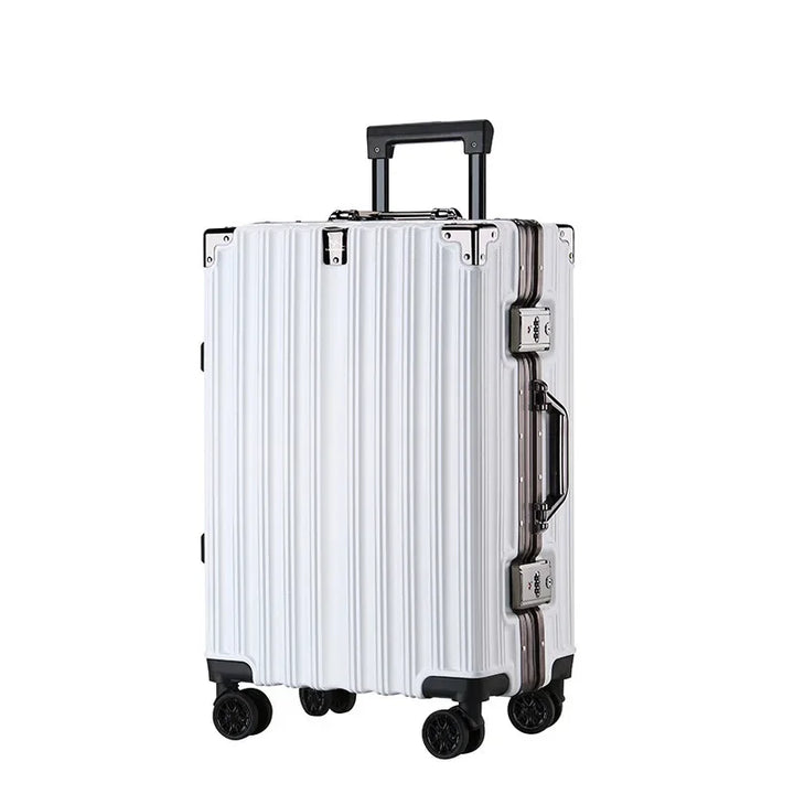 Sleek aluminium frame hardshell suitcase, a stylish and durable travel essential for modern travelers.