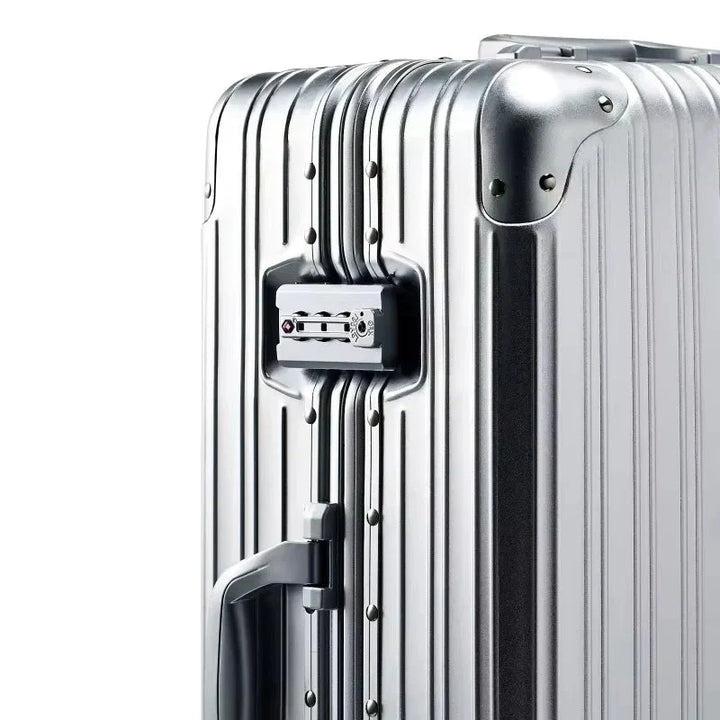 Unisex aluminum magnesium hardcase luggage for professional travel. Durable & stylish business suitcase.