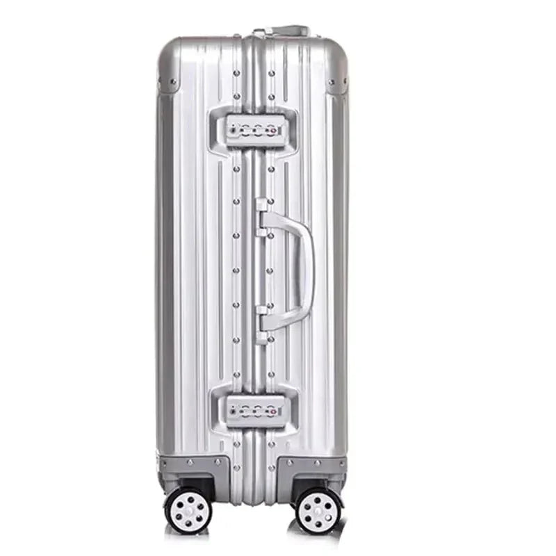 Professional aluminum magnesium travel suitcase. Durable hardcase luggage, ideal for business carry-on.