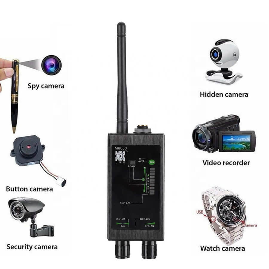 Professional security scanner and anti-spy device for detecting hidden cameras and RF signals.