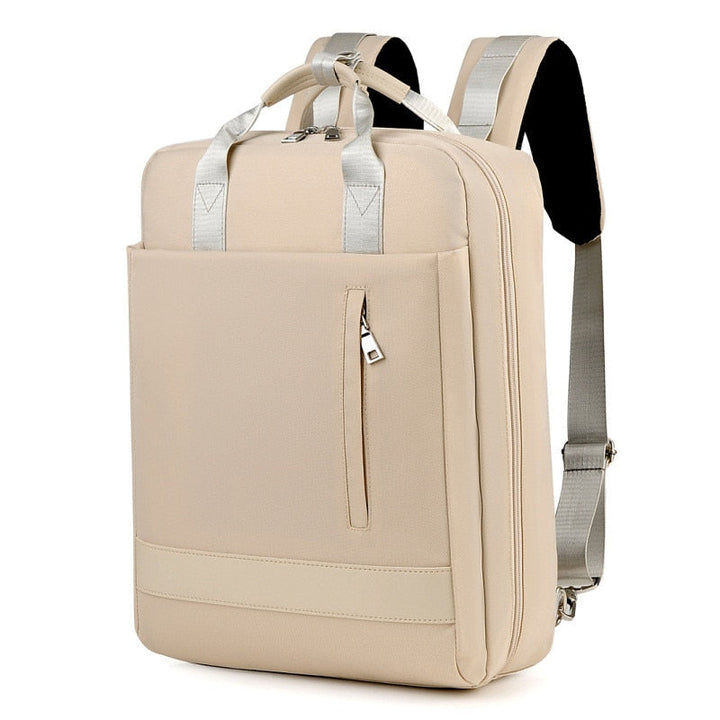 Unisex anti-theft backpack with hidden zippers, external USB charging port, and water-resistant oxford fabric.