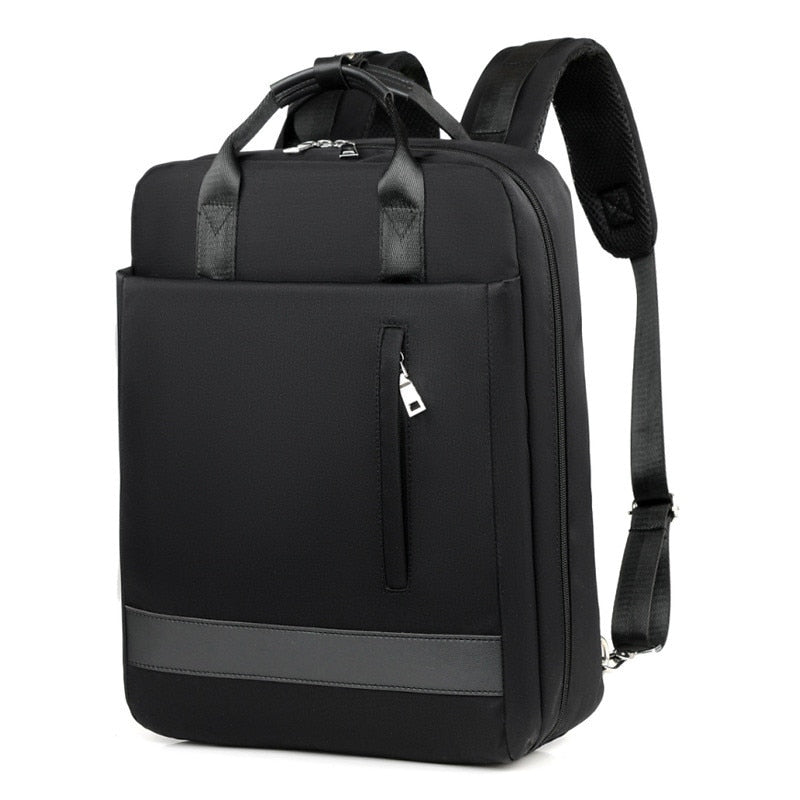 Close-up of the secure anti-theft backpack showing its hidden zipper design for enhanced security.