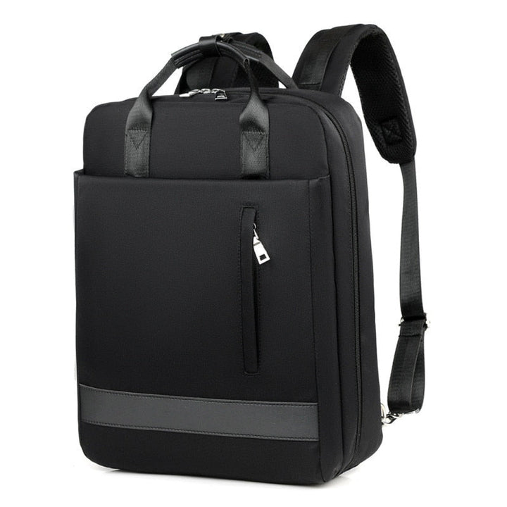 Close-up of the secure anti-theft backpack showing its hidden zipper design for enhanced security.