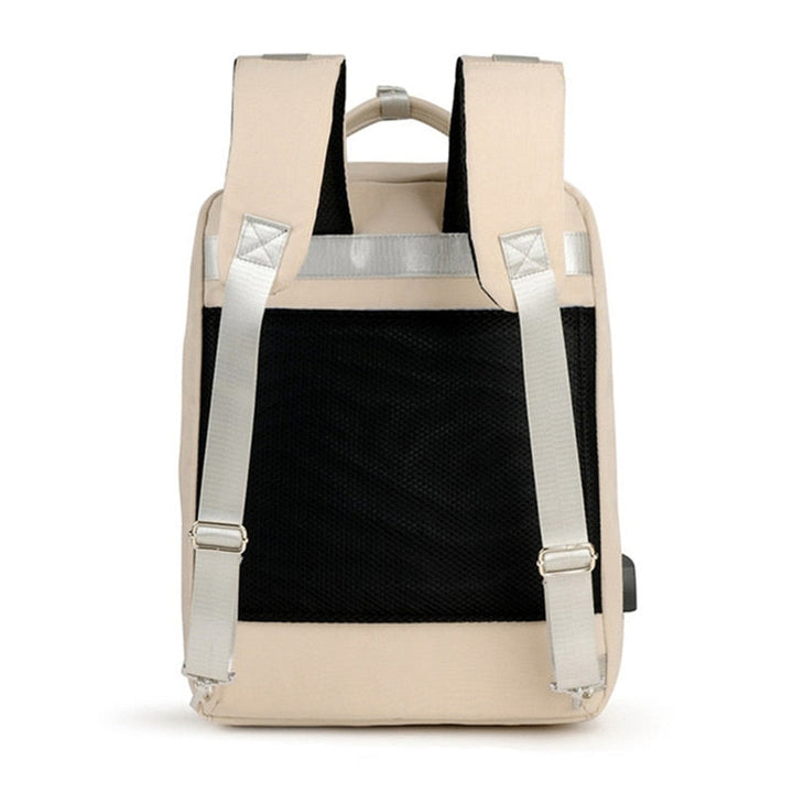 Interior view of the secure anti-theft backpack revealing multiple padded compartments for laptops & essentials.