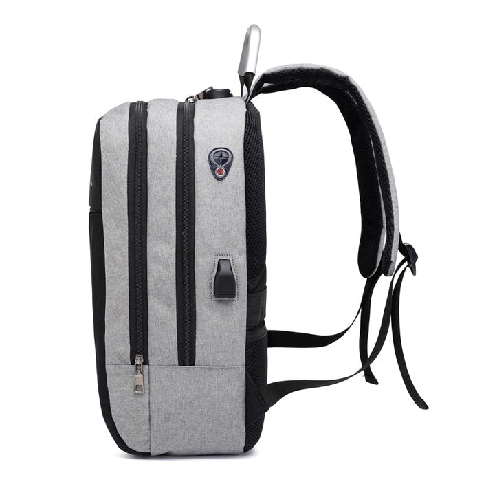 Modern anti-theft backpack with USB charging, water-resistant fabric, and laptop compartment for tech users.
