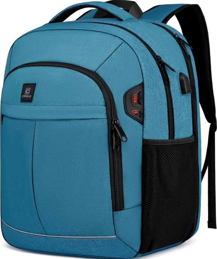 Unisex anti-theft laptop backpack with USB port & water-resistant design. Perfect for daily commute & travel.
