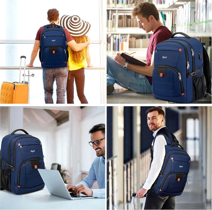 TechPro anti-theft laptop backpack, water-resistant, with USB port, designed for secure travel.