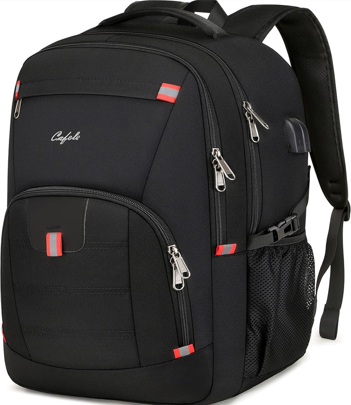 Professional commuter laptop backpack, anti-theft, water-resistant, featuring an external USB port.