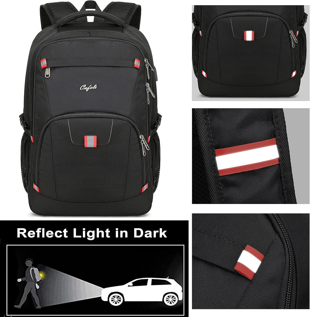 Smart organizational anti-theft laptop backpack, water-resistant, built-in USB charging for tech.