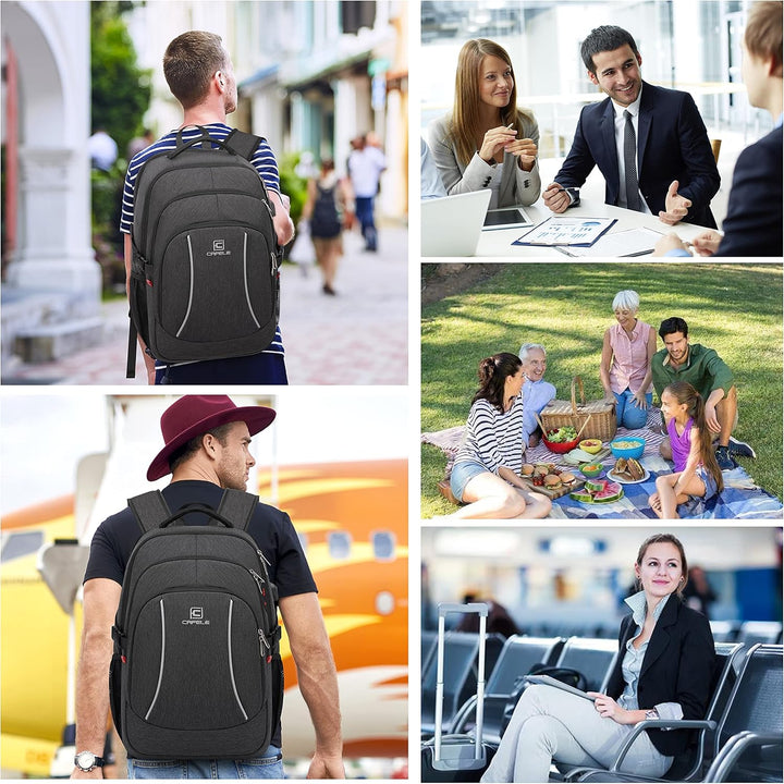 Student's anti-theft laptop backpack, water-resistant, USB charging, ample space for books & devices.