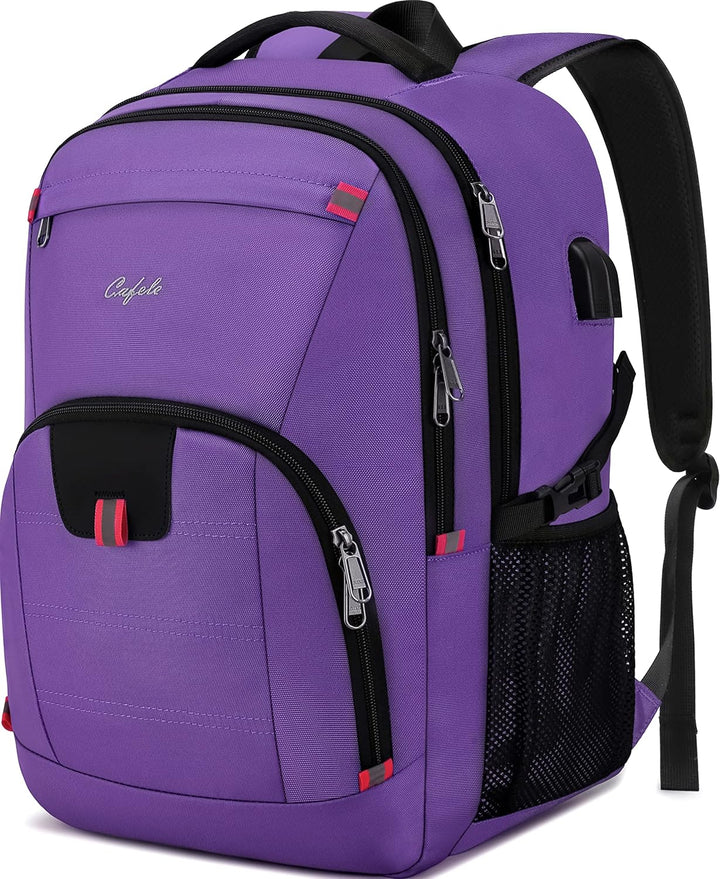 Sleek TechPro anti-theft laptop backpack, water-resistant, USB port, perfect for work or school.