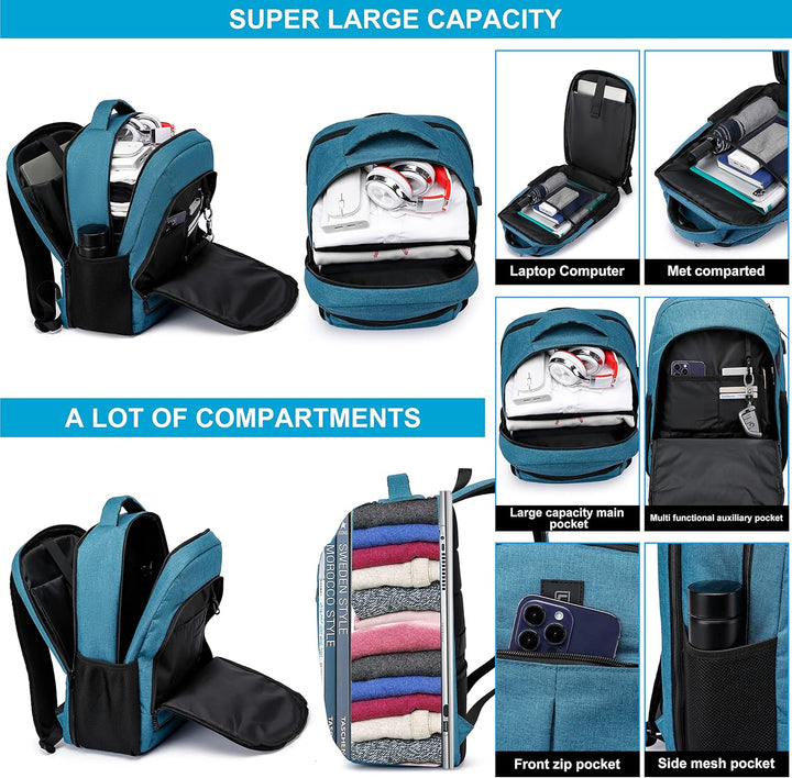 Water-resistant laptop backpack for students & professionals, featuring anti-theft design & USB charging port.