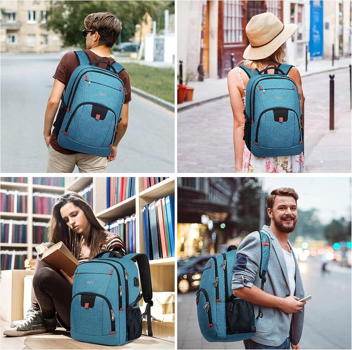 Modern anti-theft laptop backpack, water-resistant, USB port, designed for ultimate protection.