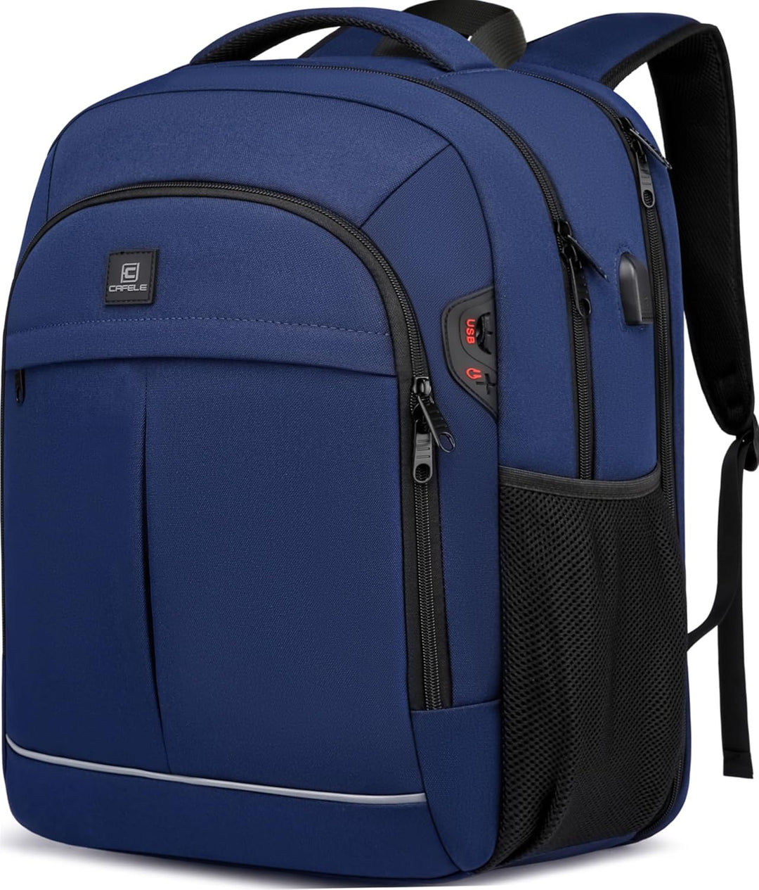 Commuter-friendly anti-theft laptop backpack, water-resistant, USB charging, organized interior.