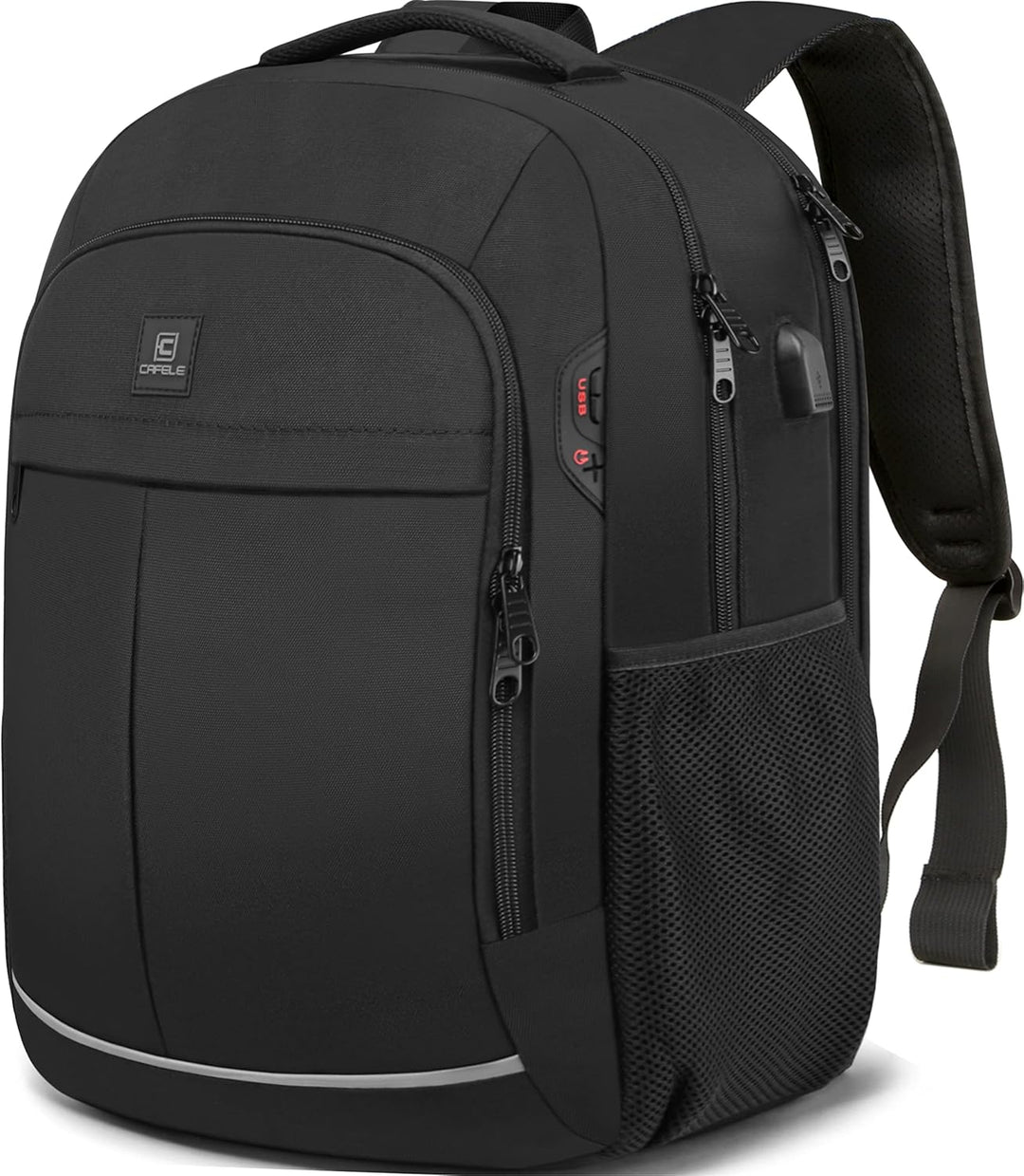 Travel-ready anti-theft laptop backpack, water-resistant, USB charging, keeps essentials safe.