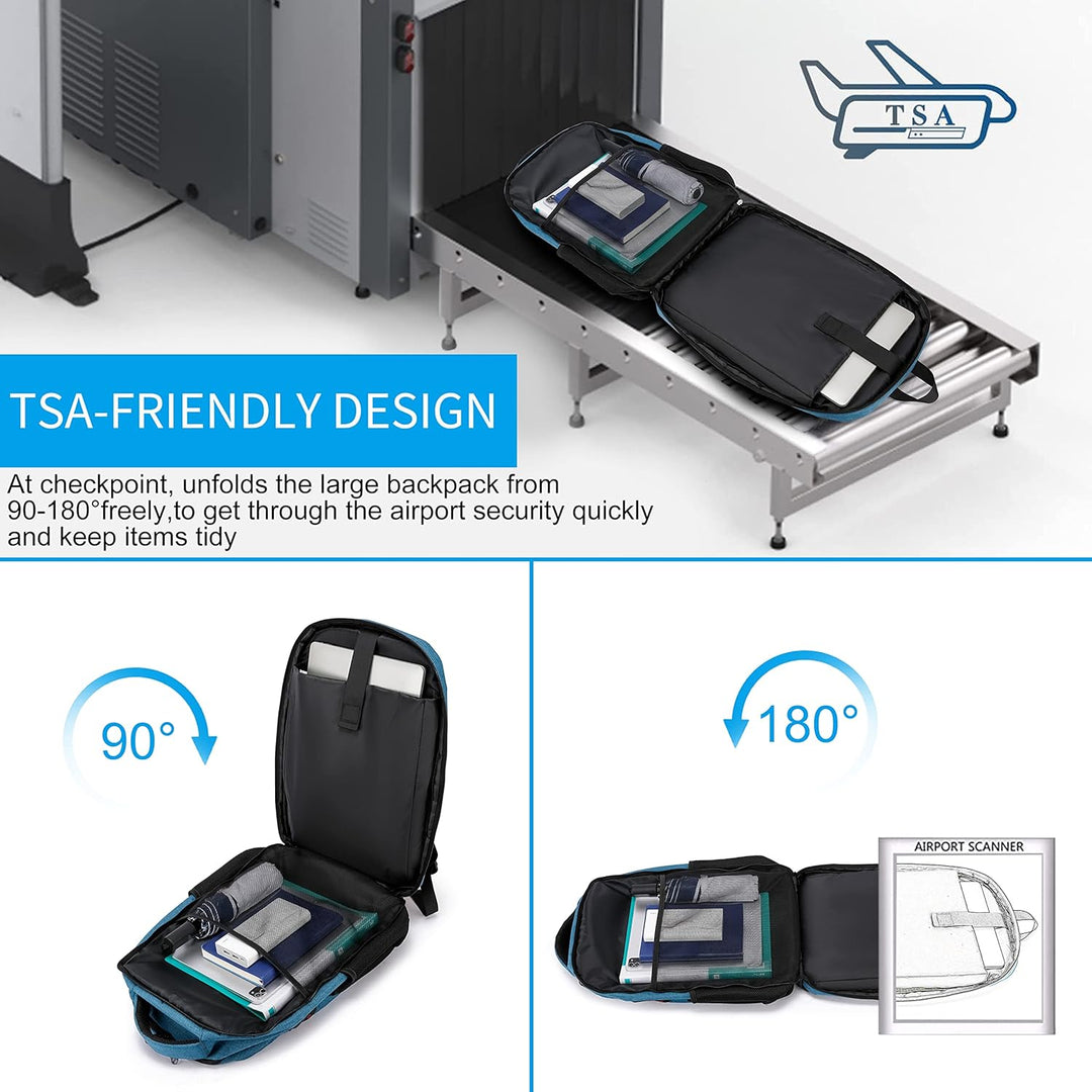 Sleek anti-theft backpack for laptops, unisex, with external USB port & durable water-resistant material.