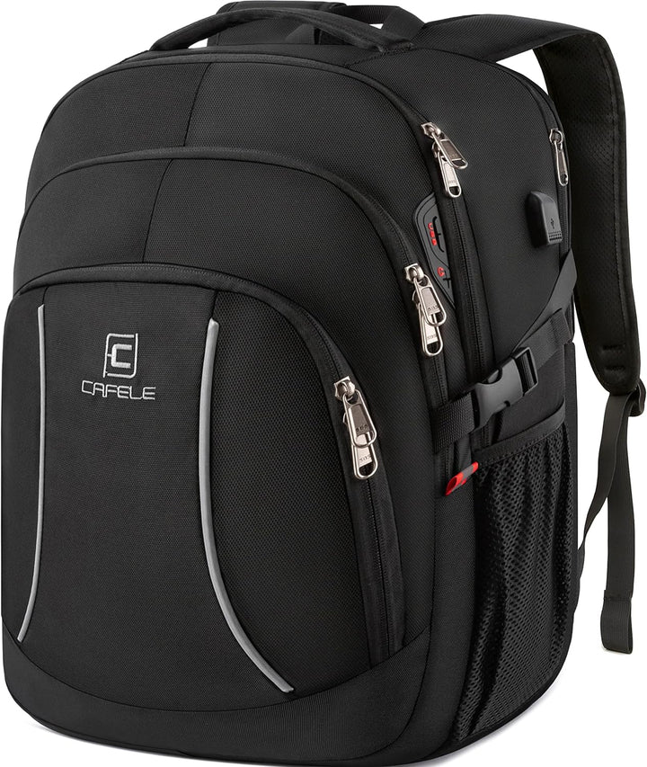 TechPro anti-theft laptop backpack, water-resistant, USB port, maximizing security & convenience.
