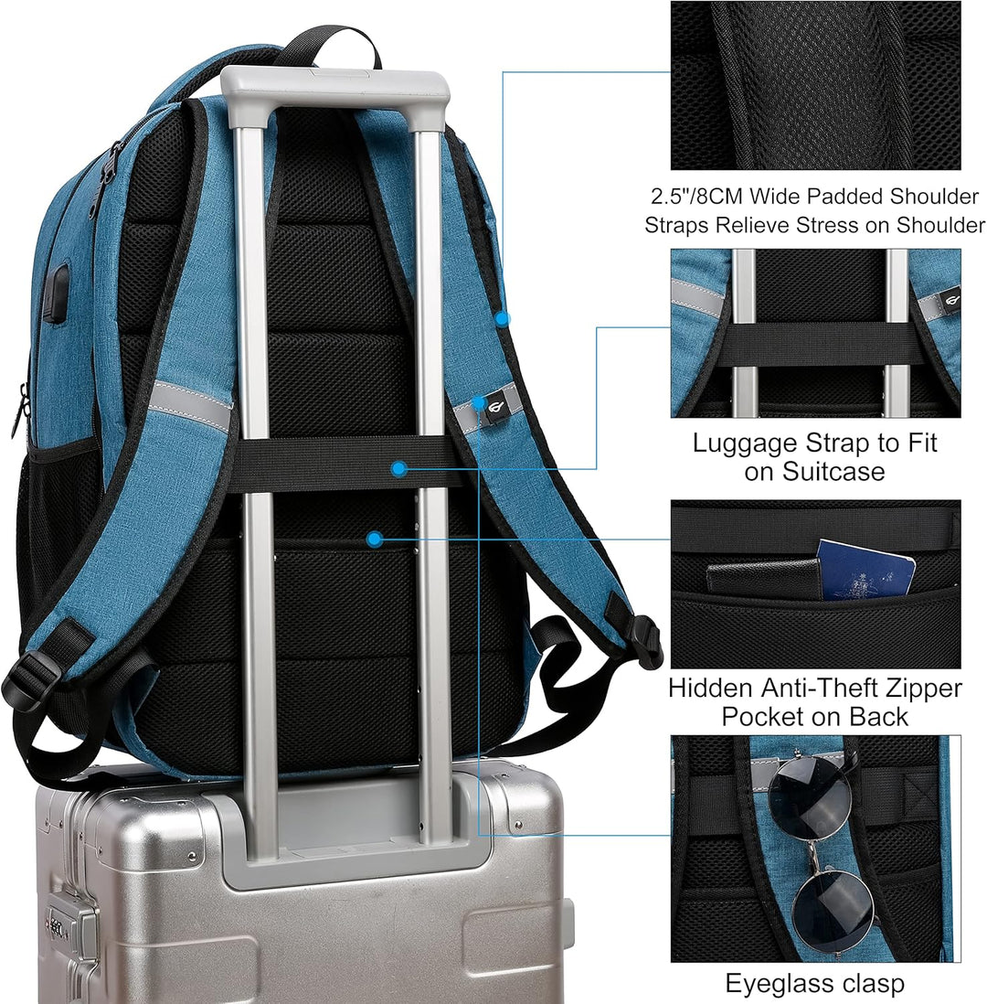 Commuter laptop bag, water-resistant & anti-theft, offers USB charging & smart organizational pockets.