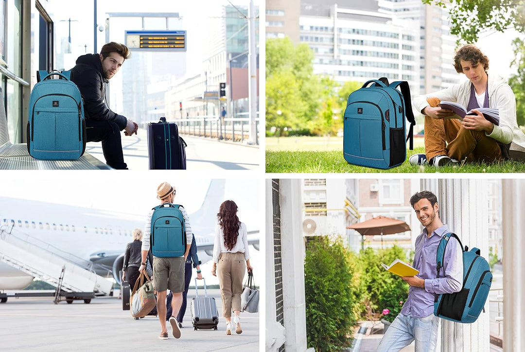 TechPro unisex anti-theft laptop backpack, water-resistant, with USB charging & multiple compartments.