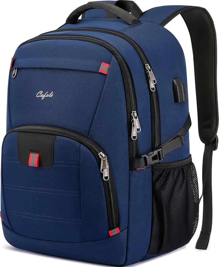 Professional anti-theft laptop backpack, water-resistant, ideal for daily use, includes USB charging port.