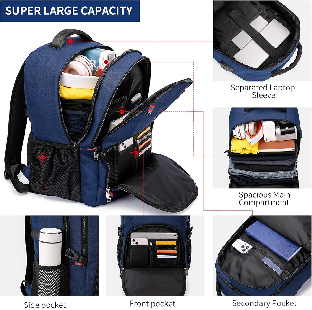Student anti-theft laptop backpack, water-resistant, with USB port, ensuring secure and organized carry.