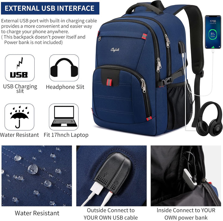 Multifunctional anti-theft laptop backpack, water-resistant, USB port, perfect for travel & work.