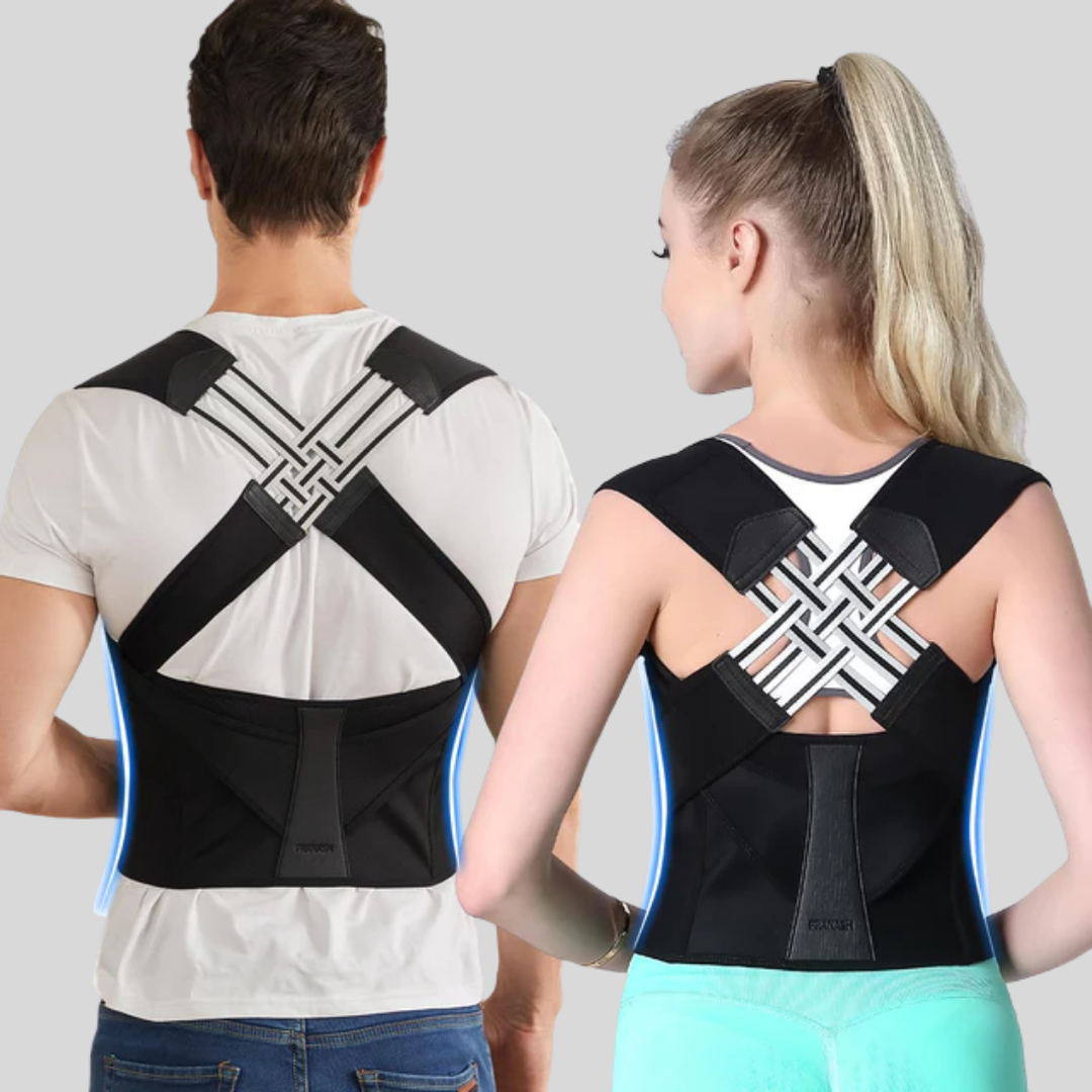 Unisex back posture corrector providing comfortable spinal alignment & pain relief. Adjustable for men & women, promoting good health.