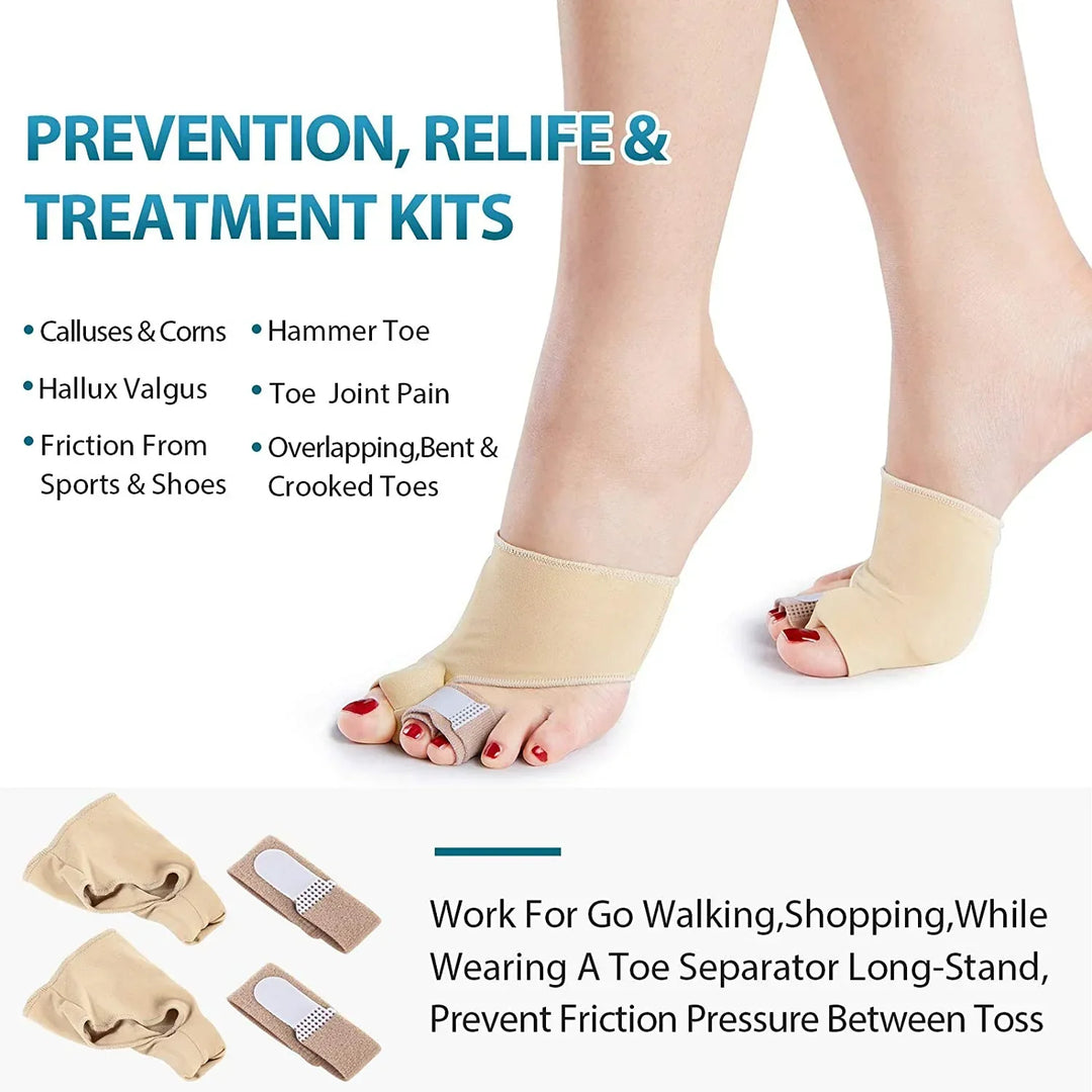 "Unisex bunion relief silicone corrector with gel padding, offers pain relief and toe alignment with durable medical grade si