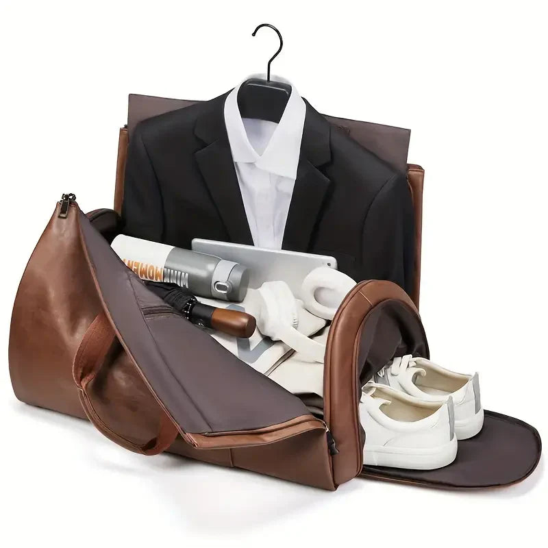 Carry-on compact travel wardrobe luggage, fits overhead bins, saving time at the airport.