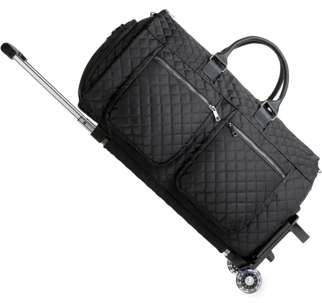 Unisex compact travel wardrobe for easy organization of clothing and essentials on the go.