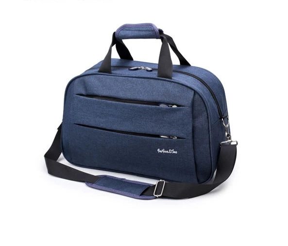Side view of the unisex convertible carry-on luggage. Durable water-resistant design for modern travelers.