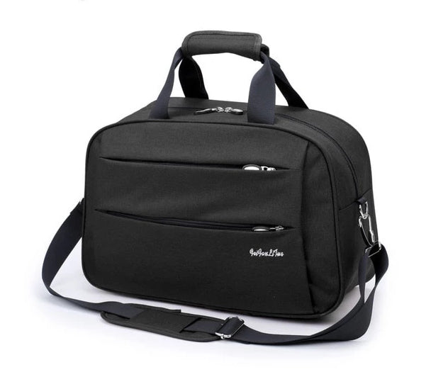 Secure zippers on water-resistant unisex convertible carry-on luggage. Ideal travel bag for safety.