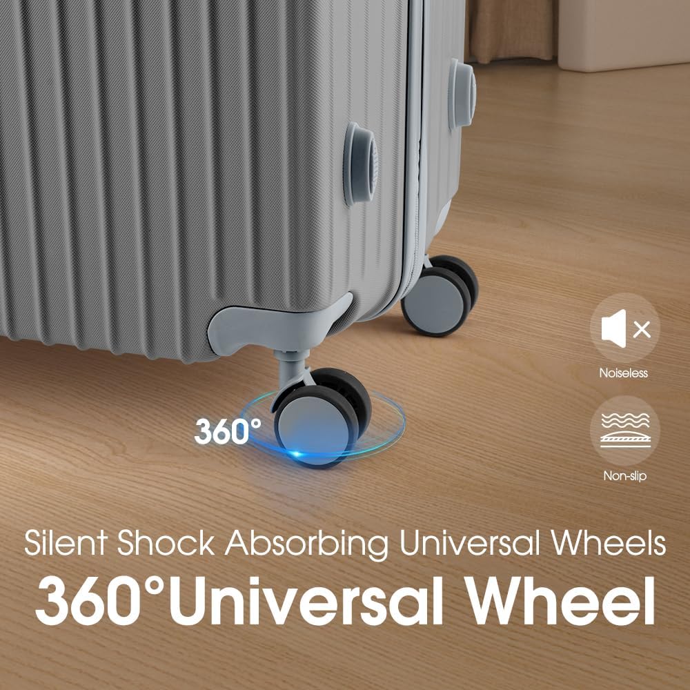 Robust ABS hard shell luggage set piece with spinner wheels & TSA lock, suitable for all travelers.