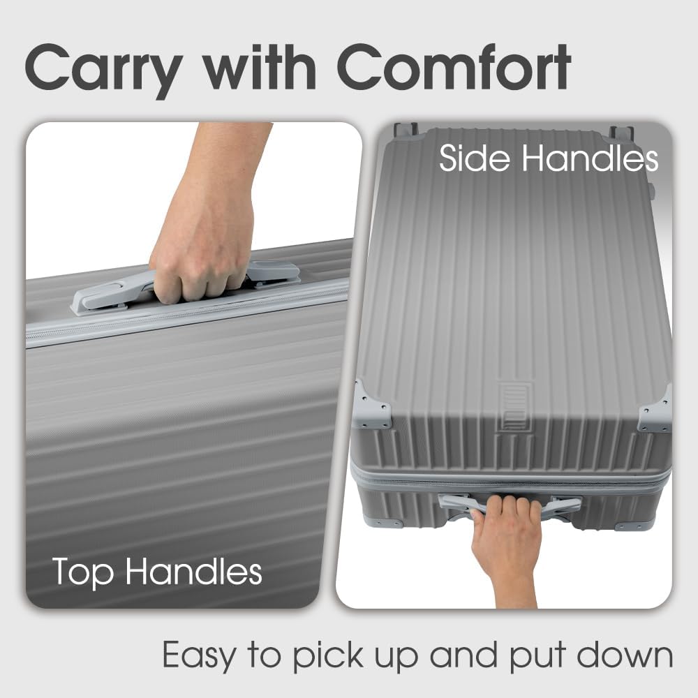 Sleek unisex hard shell carry-on with quiet spinner wheels & TSA lock for efficient business trips.