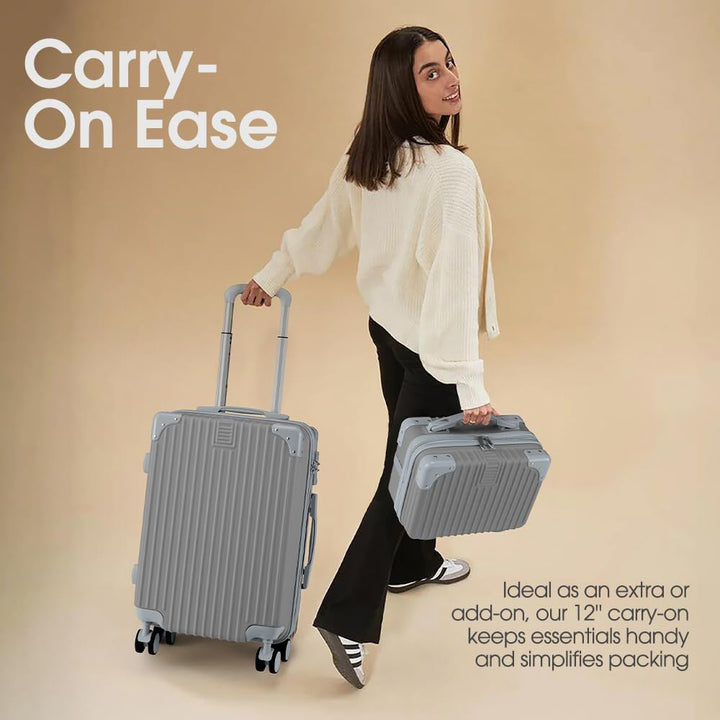 Large durable ABS hard shell travel bag with smooth spinner wheels & TSA lock for long vacations.