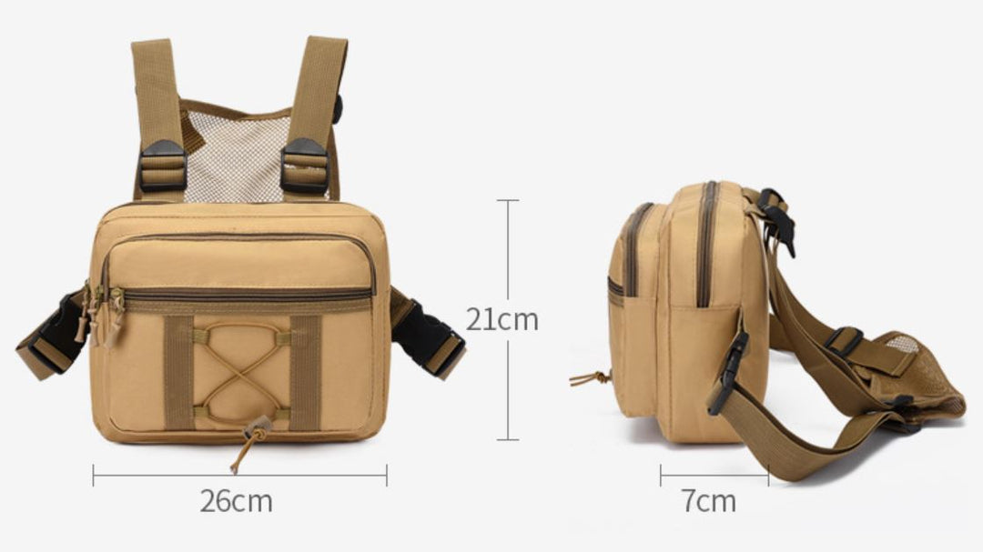 Adventure gear tactical chest rig. Unisex, durable, water-resistant for all outdoor explorations.