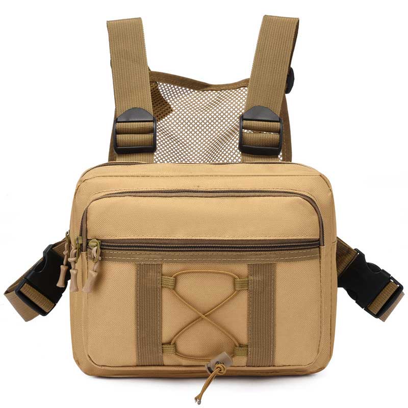 Water-resistant tactical chest rig for outdoor enthusiasts. Secure, hands-free storage for gear.