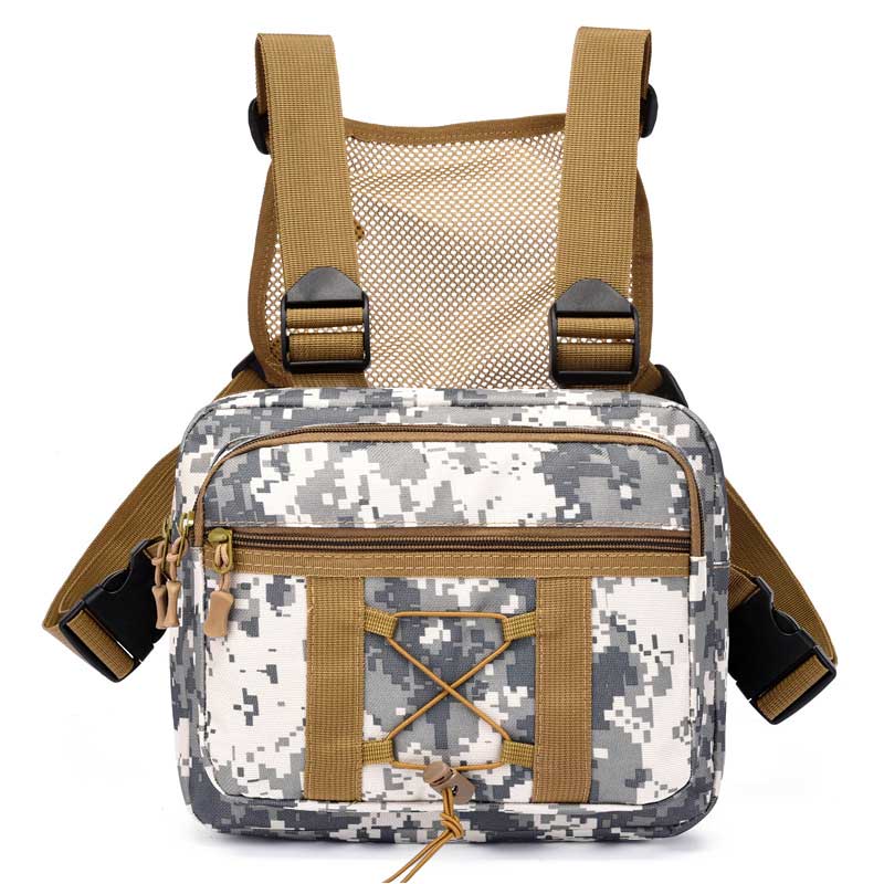 Unisex tactical chest rig bag, durable & water-resistant. Perfect for hiking, travel, & adventure.