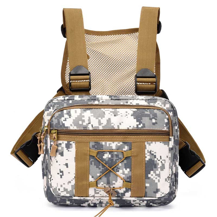 Unisex tactical chest rig bag, durable & water-resistant. Perfect for hiking, travel, & adventure.